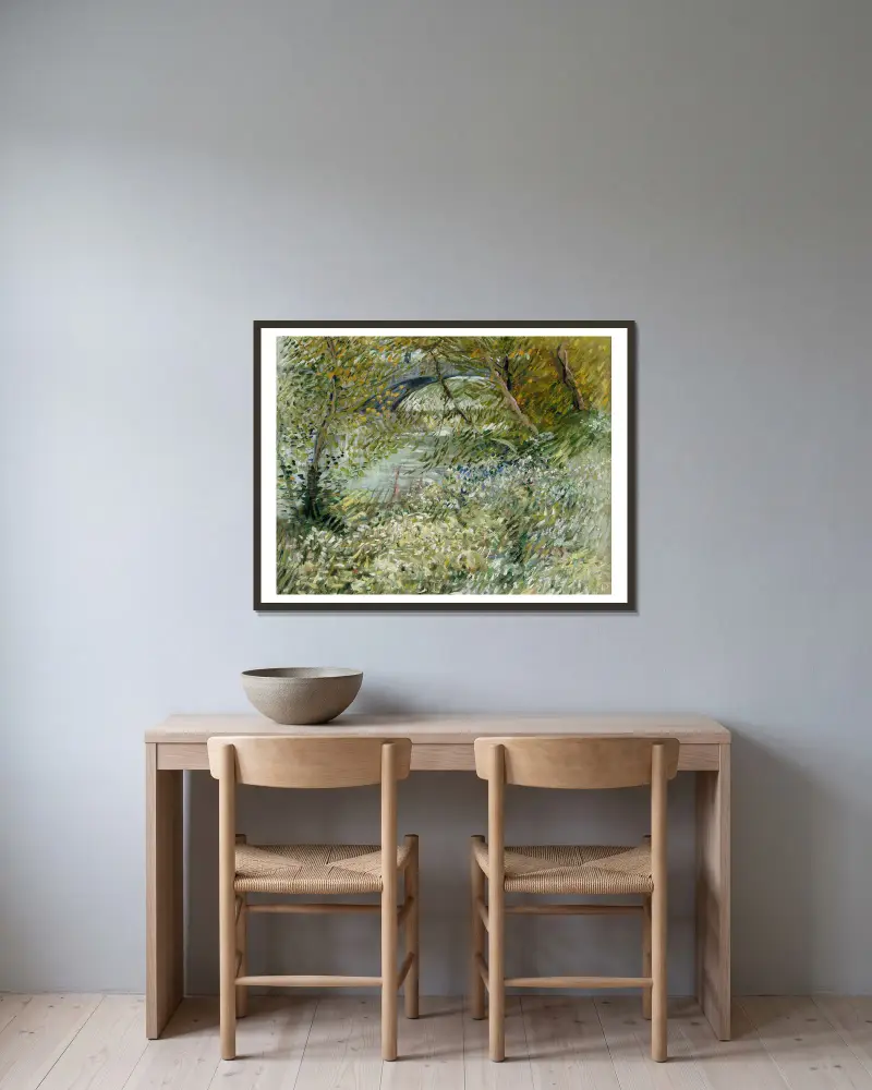 Jarní břeh řeky, Vincent van Gogh v rámu na stěně