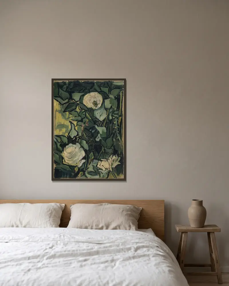 Růže, 1890 – Nr. 3, Vincent van Gogh v rámu na stěně