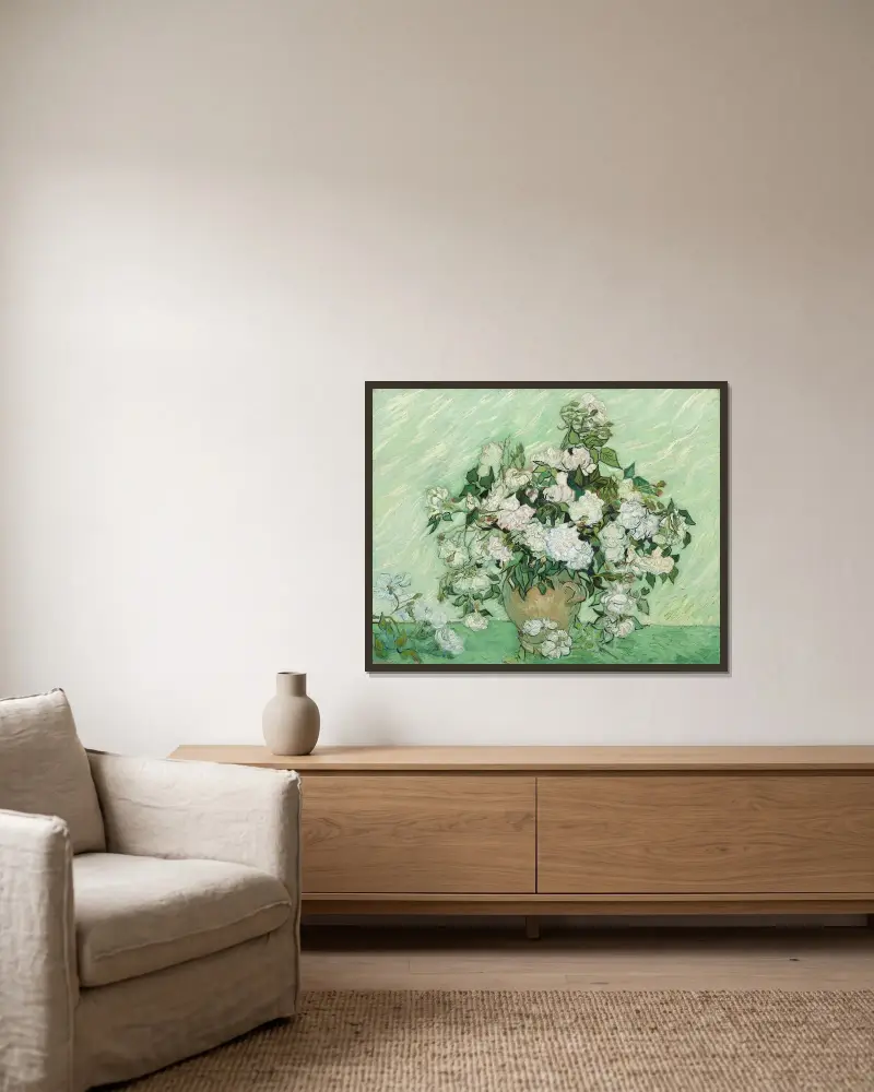 Rosen, 1890 – Nr. 1 von Vincent van Gogh gerahmt an einer Wand
