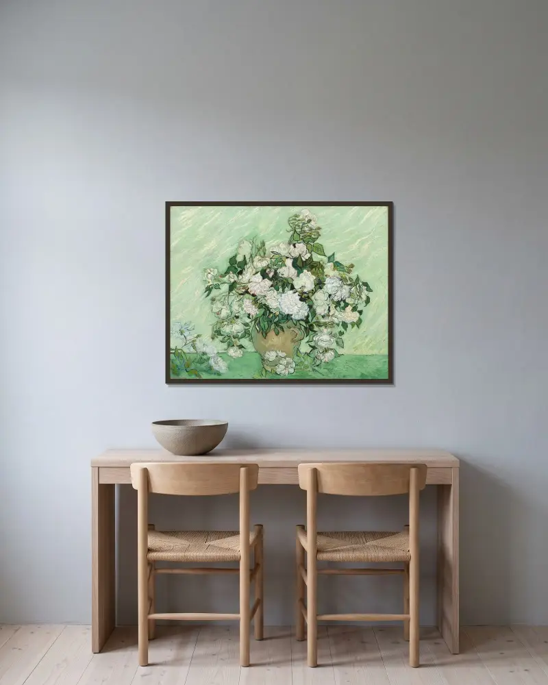 Rosen, 1890 – Nr. 1 von Vincent van Gogh gerahmt an einer Wand