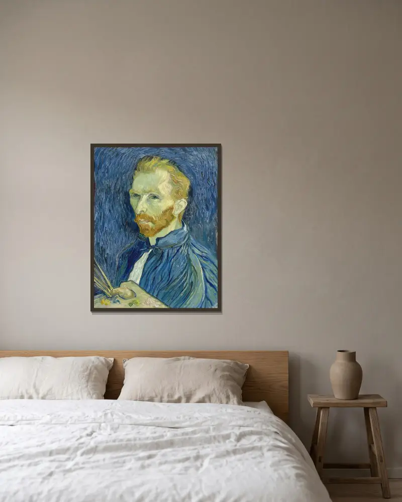 Autoportrét, 1889, Vincent van Gogh v rámu na stěně