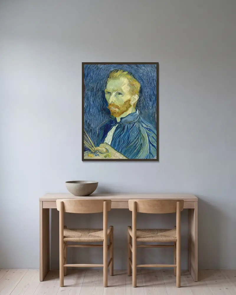 Autoportrét, 1889, Vincent van Gogh v rámu na stěně