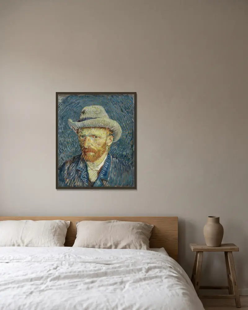 Autoportret w szarym filcowym kapeluszu, Vincent van Gogh w ramie na ścianie