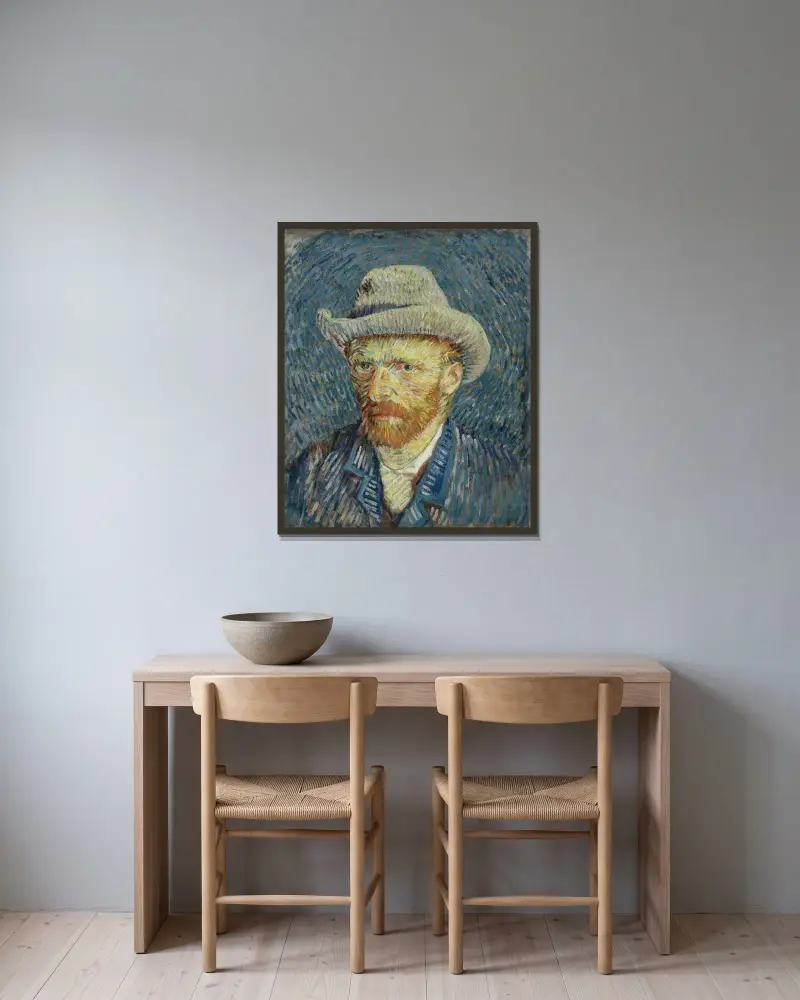 Autoportret w szarym filcowym kapeluszu, Vincent van Gogh w ramie na ścianie