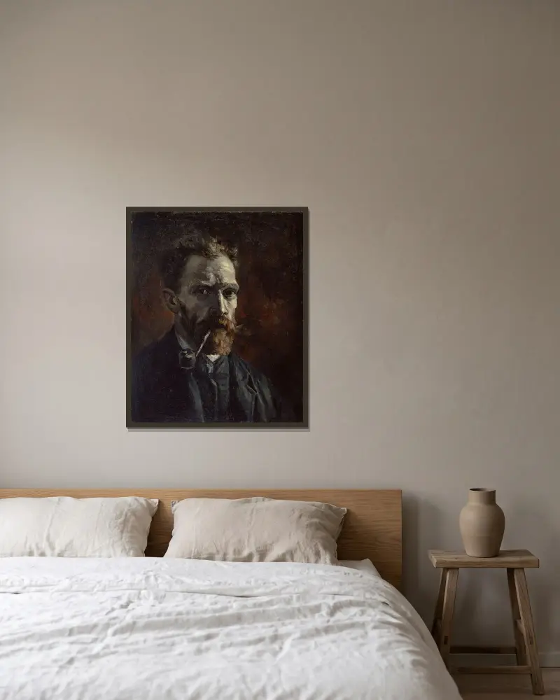 Autoportrét s dýmkou, Vincent van Gogh v rámu na stěně