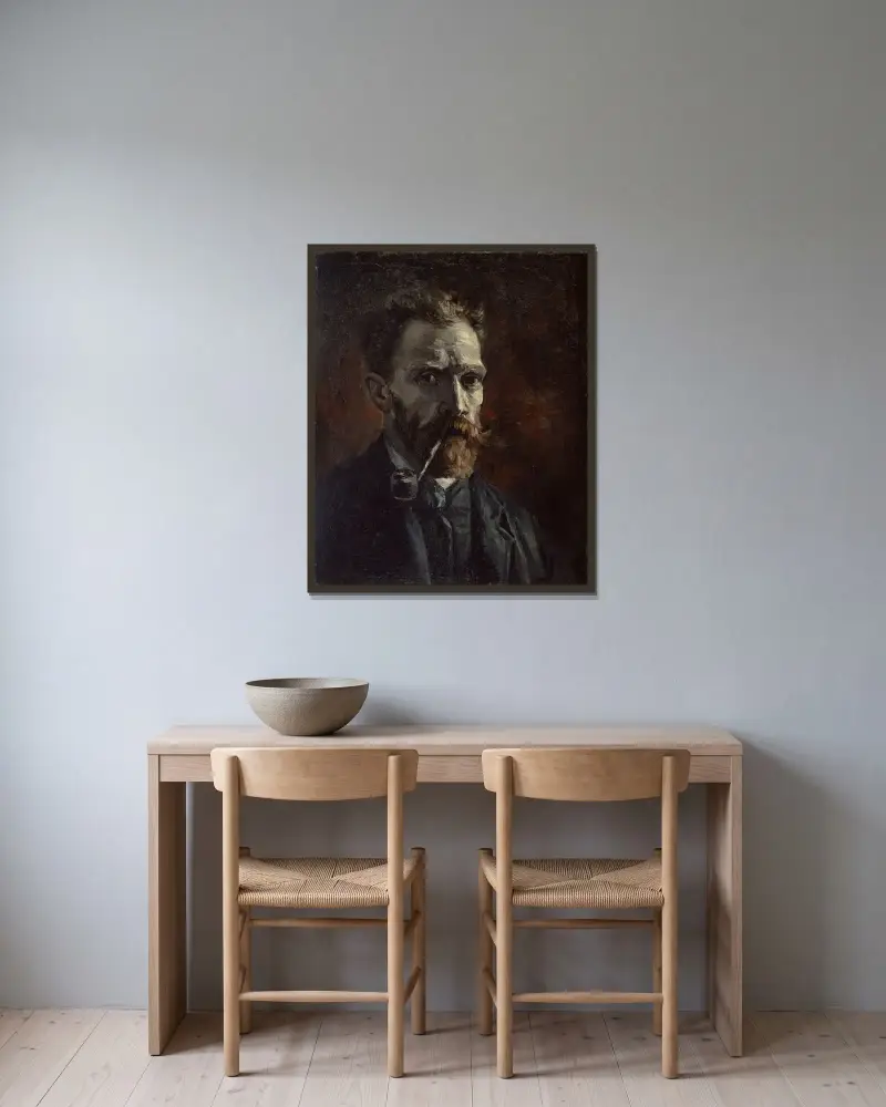 Autoportrét s dýmkou, Vincent van Gogh v rámu na stěně