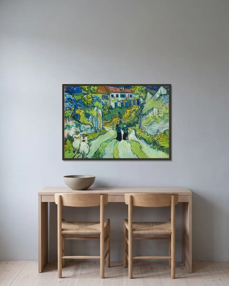 Treppe in Auvers von Vincent van Gogh gerahmt an einer Wand
