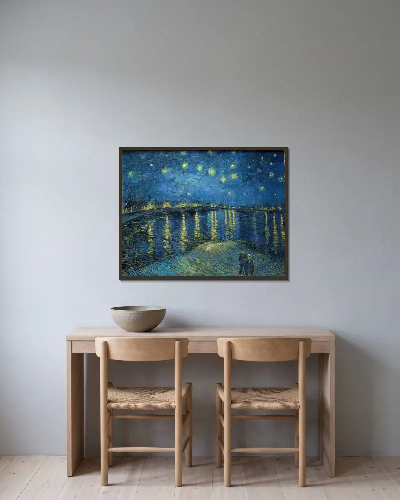 Sternennacht über der Rhone von Vincent van Gogh gerahmt an einer Wand