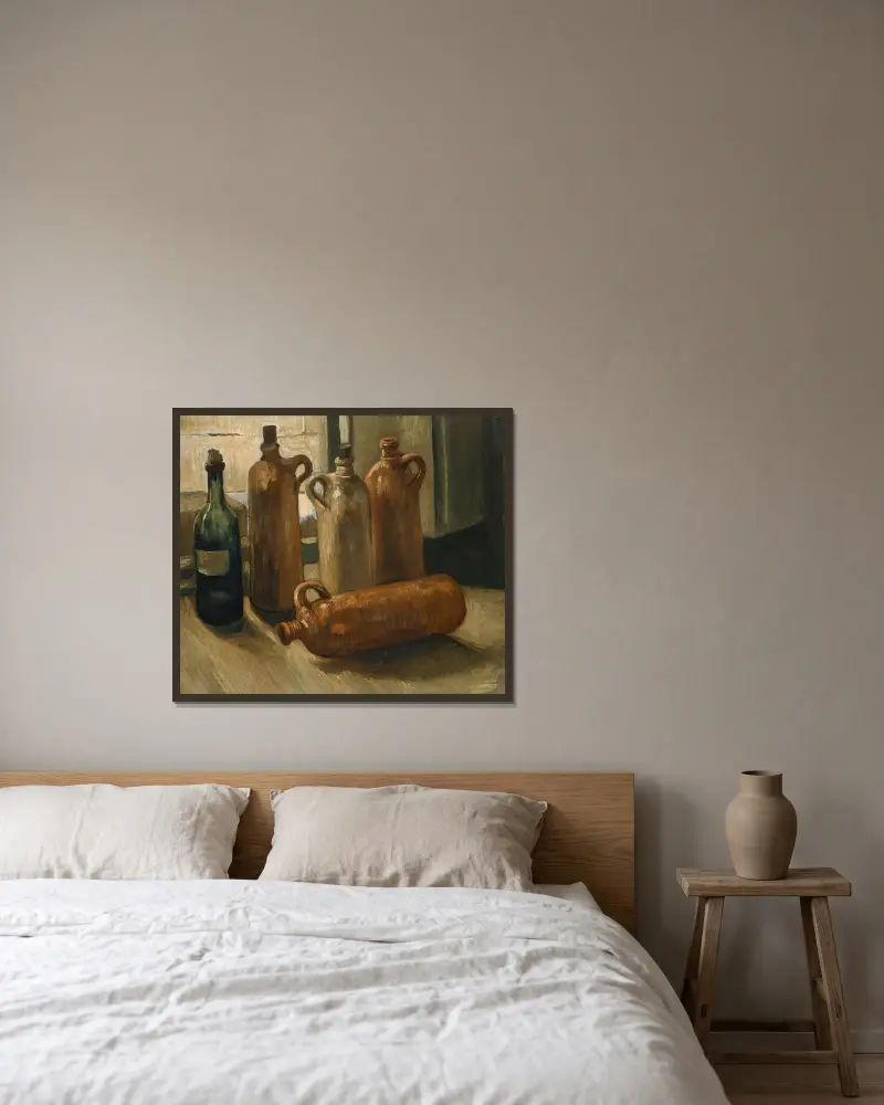 Zátiší s pěti lahvemi, Vincent van Gogh v rámu na stěně