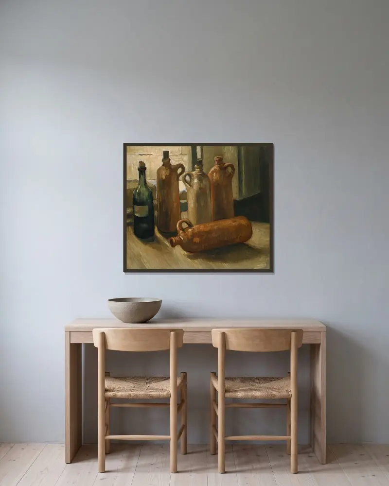 Zátiší s pěti lahvemi, Vincent van Gogh v rámu na stěně