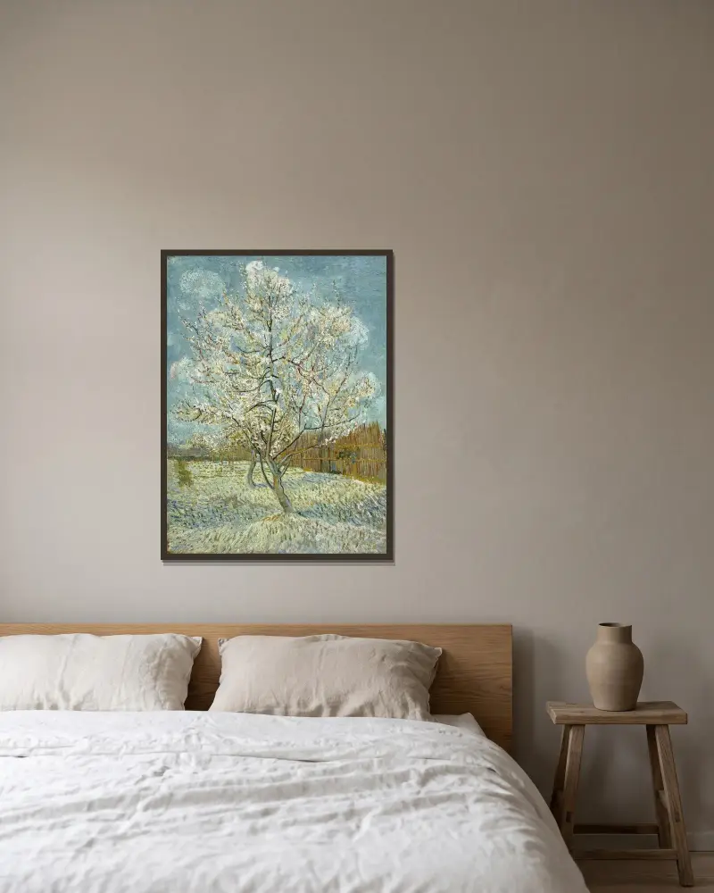 Růžový broskvový strom, Vincent van Gogh v rámu na stěně