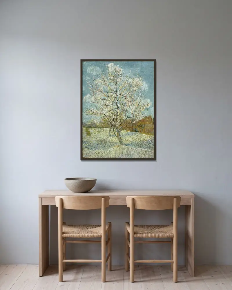Růžový broskvový strom, Vincent van Gogh v rámu na stěně