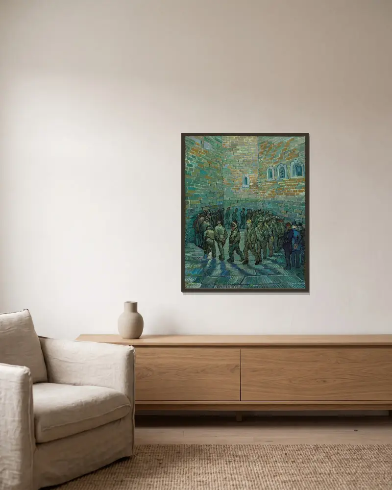 Vězeňské nádvoří, Vincent van Gogh v rámu na stěně