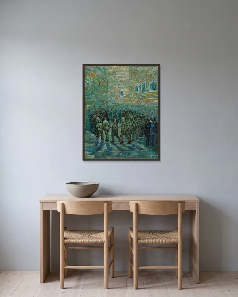 Vězeňské nádvoří, Vincent van Gogh v rámu na stěně