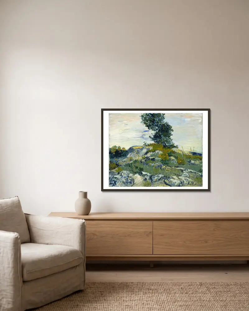 Skalní útesy, Vincent van Gogh v rámu na stěně
