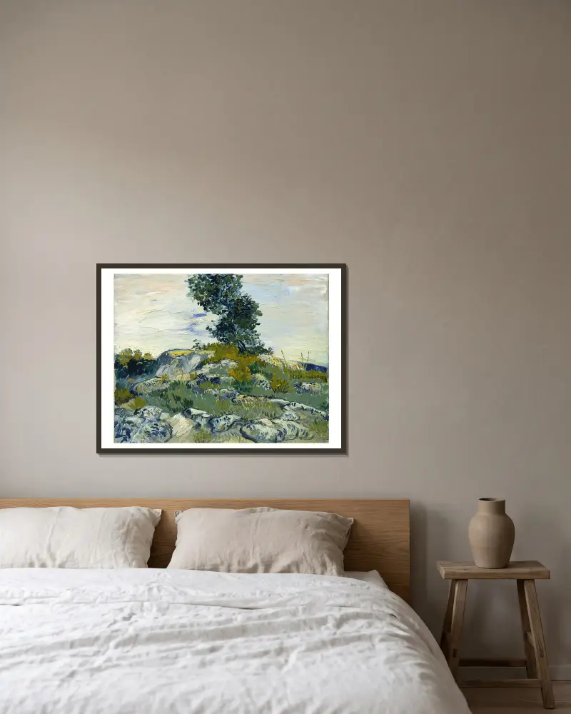 Skalní útesy, Vincent van Gogh v rámu na stěně