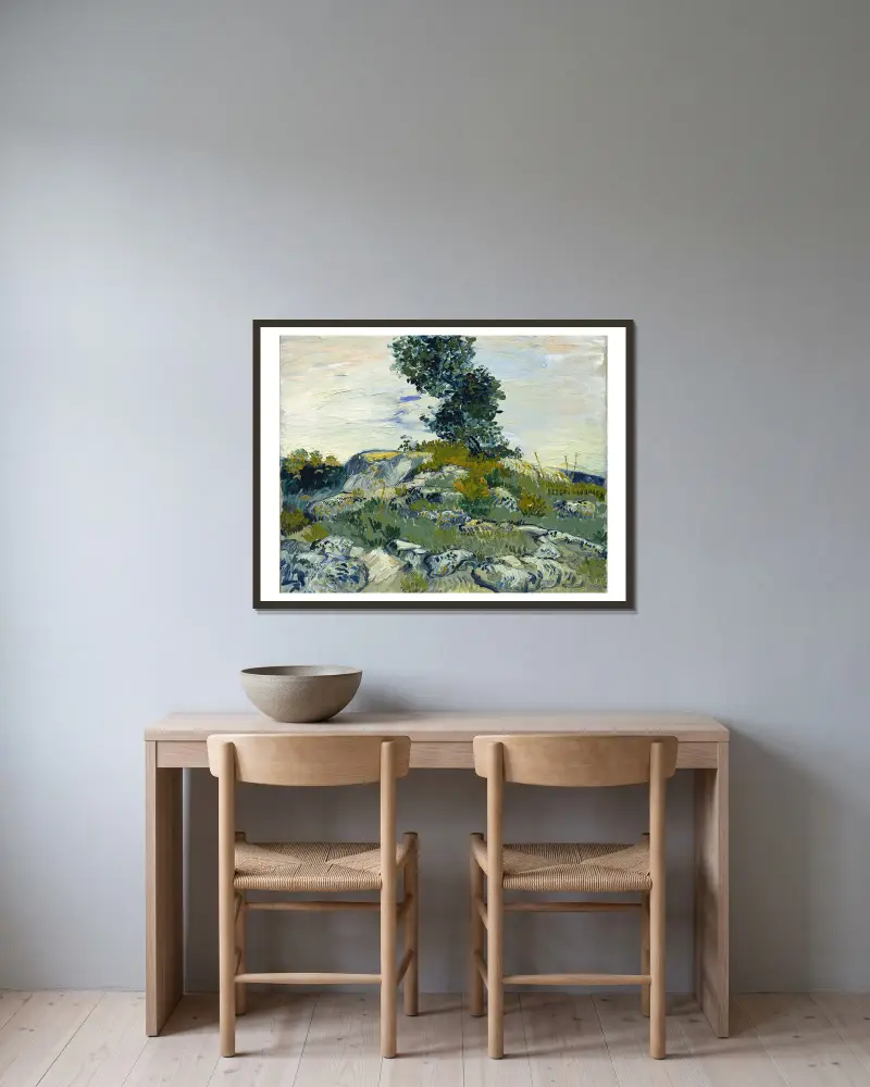 Skalní útesy, Vincent van Gogh v rámu na stěně
