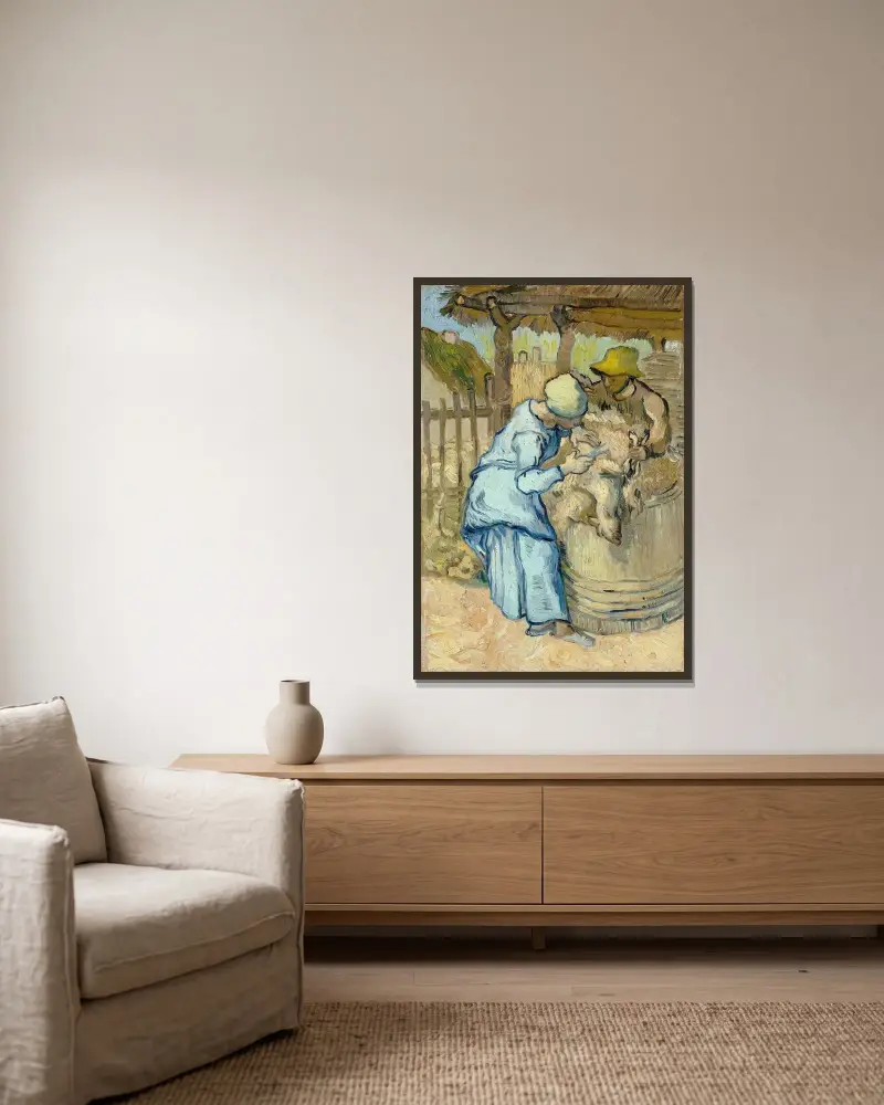 Střihačka ovcí (podle Milleta), Vincent van Gogh v rámu na stěně