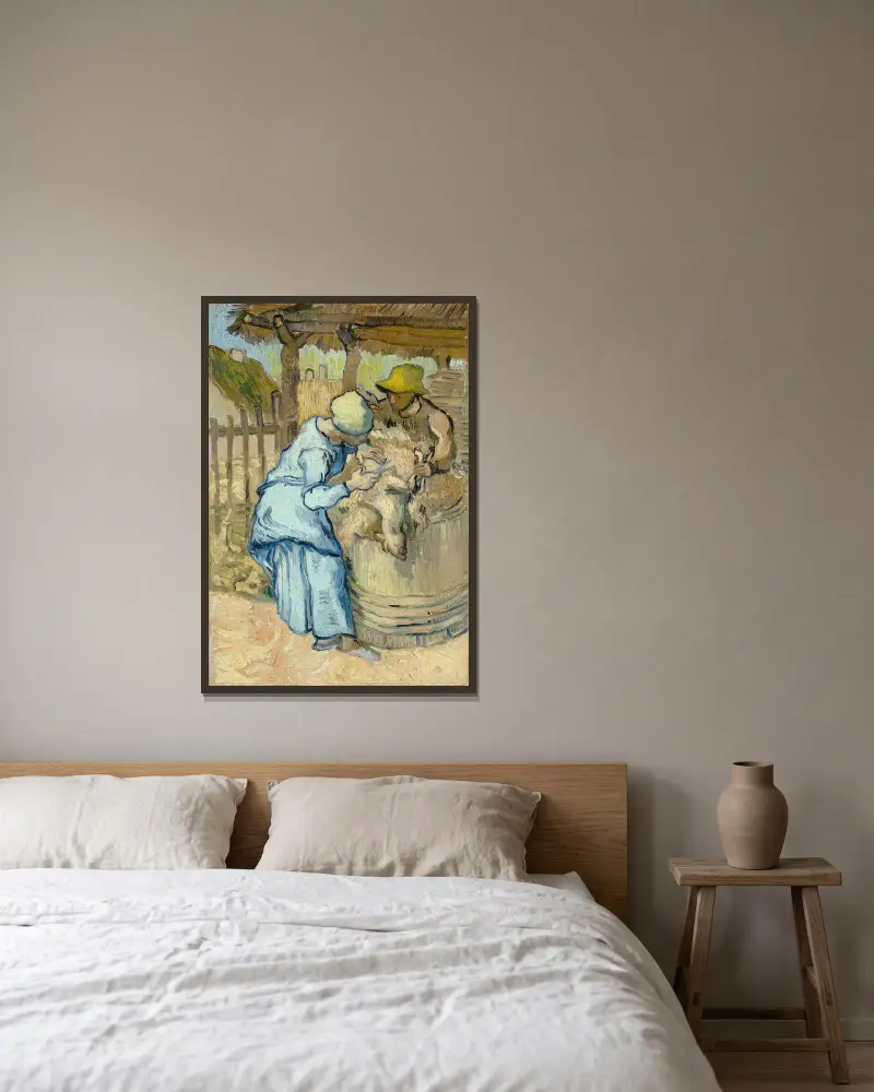 Střihačka ovcí (podle Milleta), Vincent van Gogh v rámu na stěně