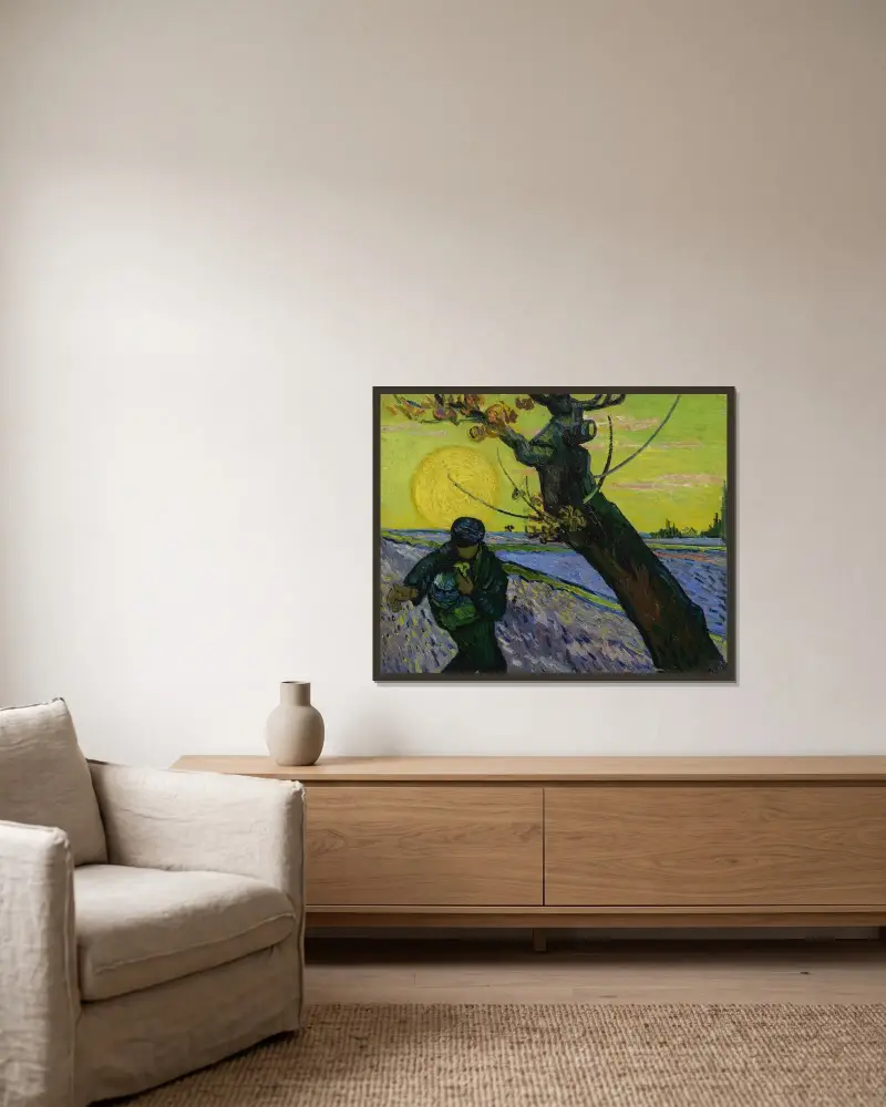 The Sower av Vincent van Gogh inramad på en vägg