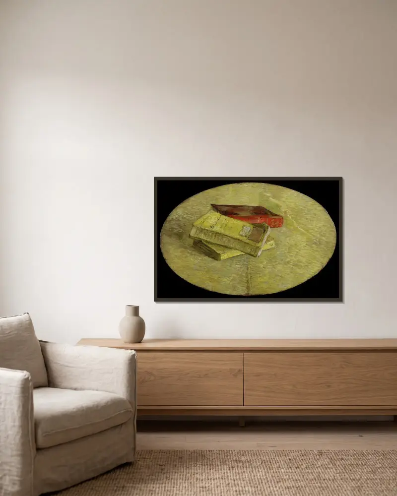 Tři knihy, Vincent van Gogh v rámu na stěně