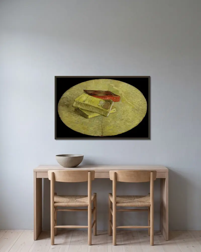 Tři knihy, Vincent van Gogh v rámu na stěně