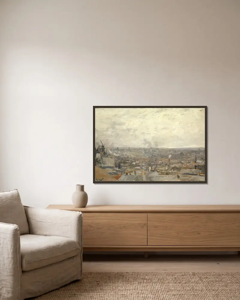 Pohled z Montmartru, Vincent van Gogh v rámu na stěně