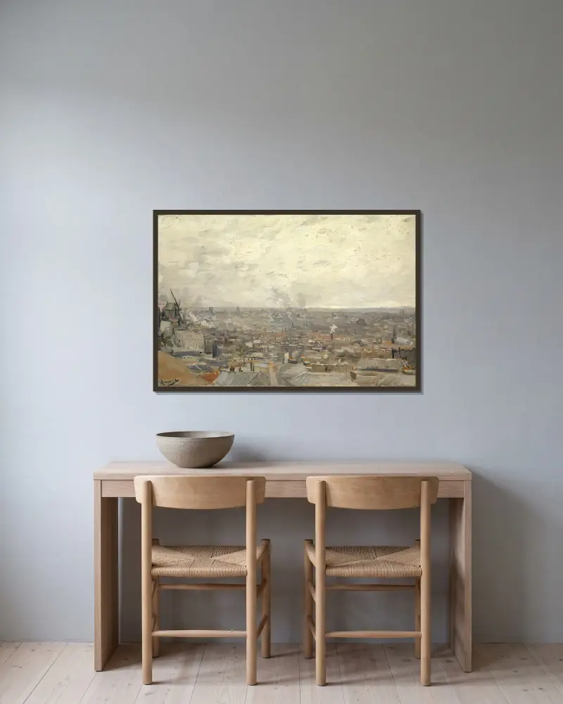 Pohled z Montmartru, Vincent van Gogh v rámu na stěně