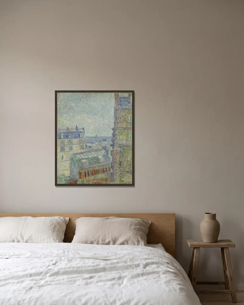 Pohled z Theova bytu, Vincent van Gogh v rámu na stěně
