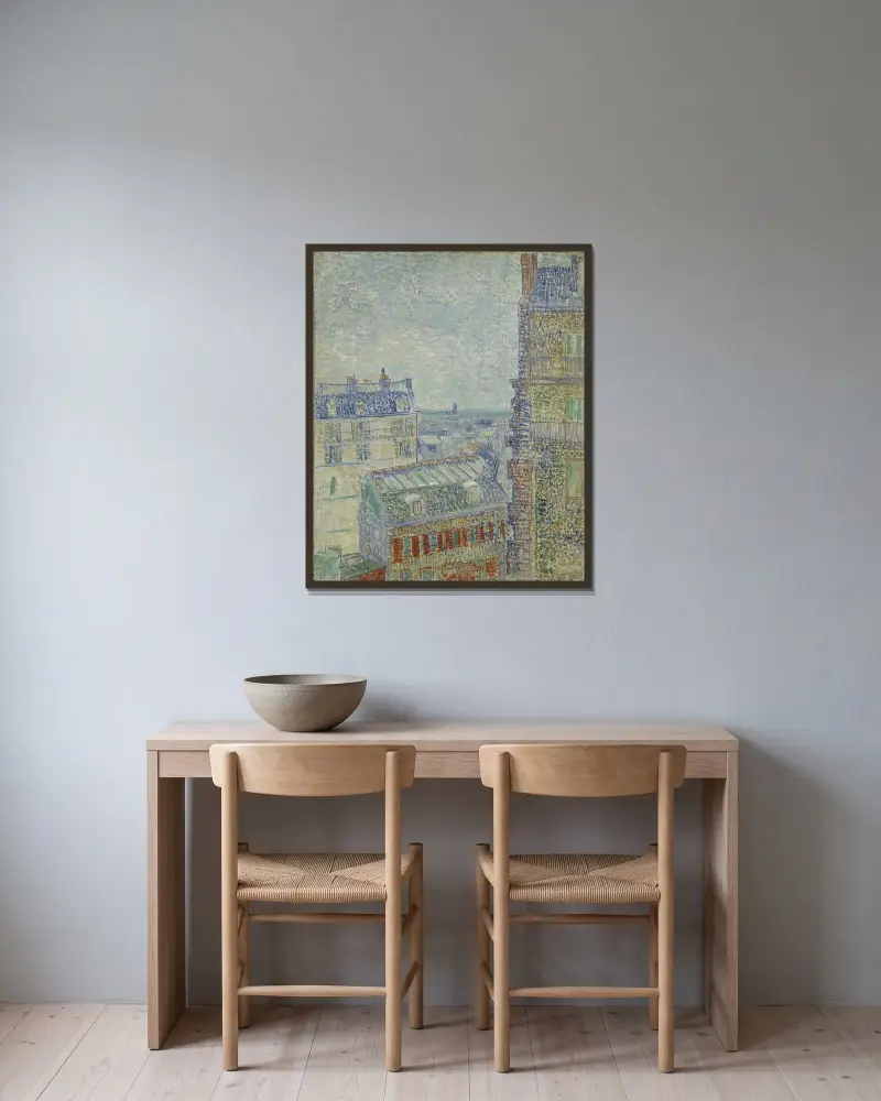Pohled z Theova bytu, Vincent van Gogh v rámu na stěně