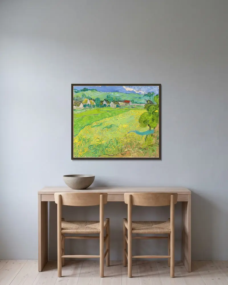 Vy över Vessenots nära Auvers av Vincent van Gogh inramad på en vägg