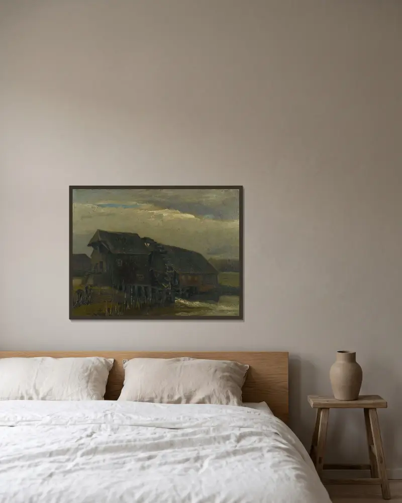 Water Mill At Opwetten av Vincent van Gogh inramad på en vägg
