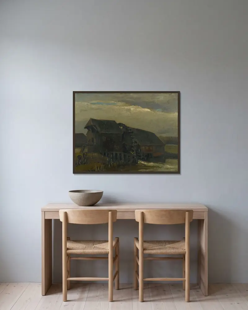 Water Mill At Opwetten av Vincent van Gogh inramad på en vägg