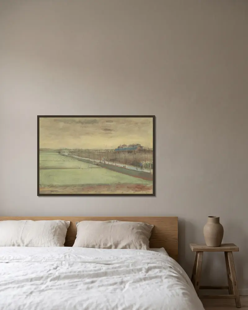 Weilanden bij Rijswijk en de Schenkweg av Vincent van Gogh inramad på en vägg