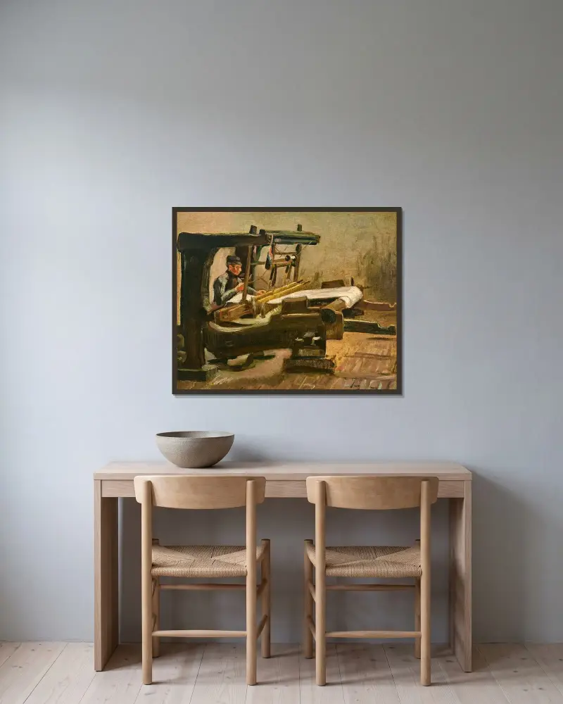 Wever naar rechts gekeerd (Weaver Facing Right) av Vincent van Gogh inramad på en vägg