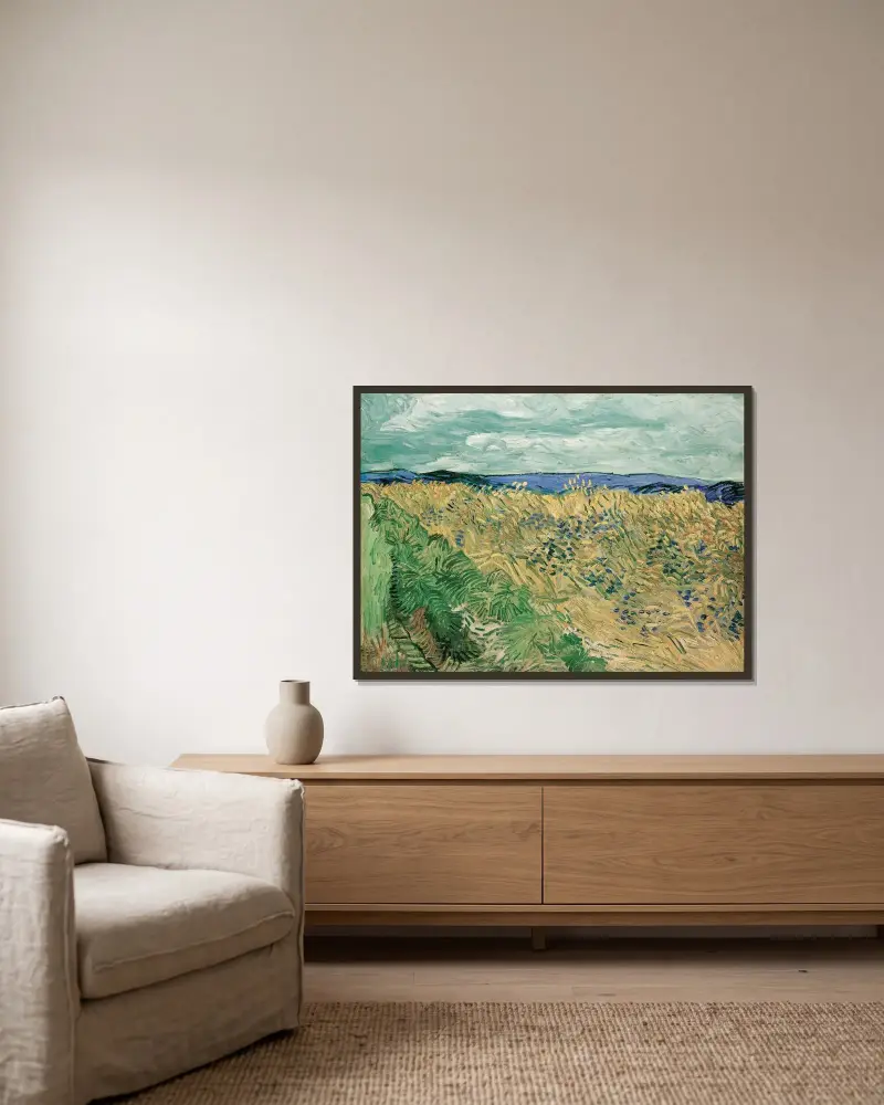 Pšeničné pole s chrpami, Vincent van Gogh v rámu na stěně