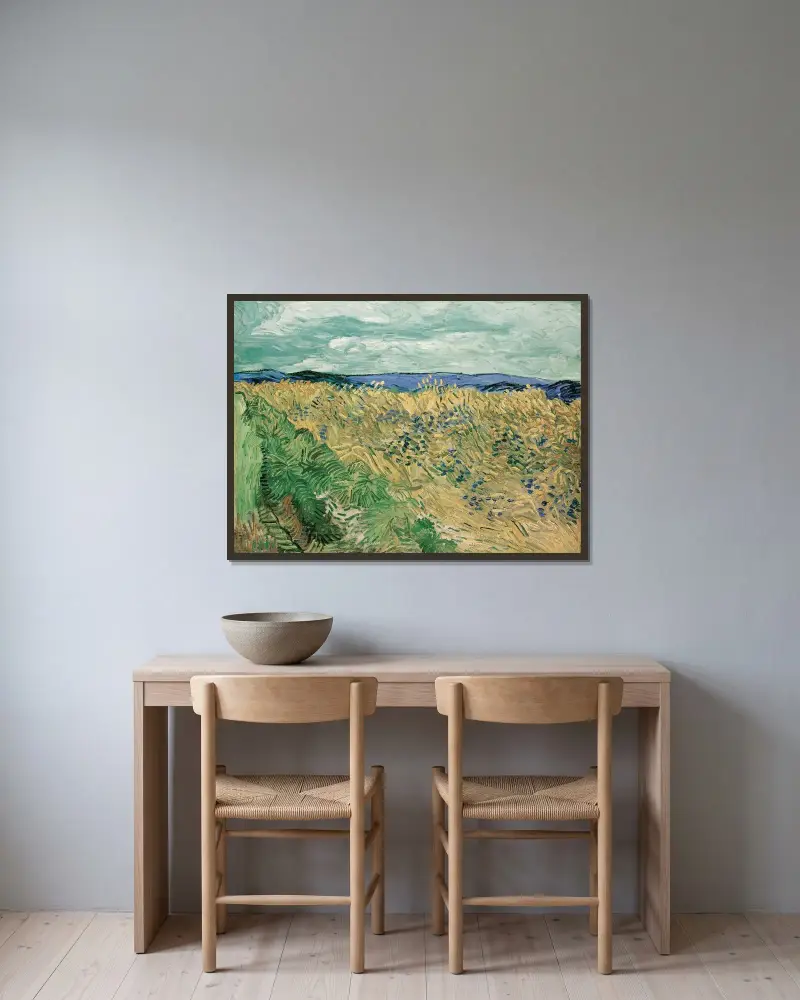 Pšeničné pole s chrpami, Vincent van Gogh v rámu na stěně
