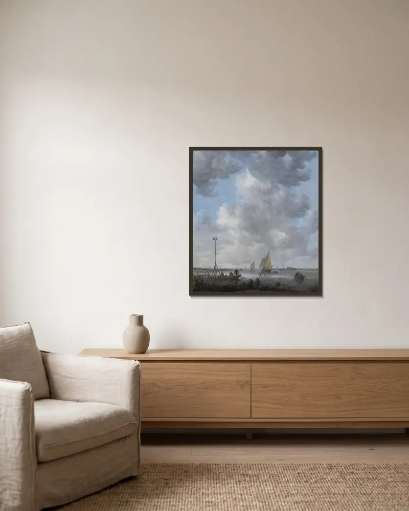 A Calm av Jan van Goyen inramad på en vägg