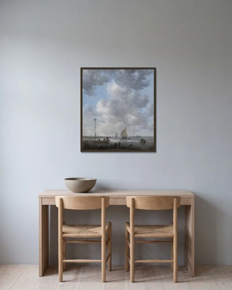 A Calm av Jan van Goyen inramad på en vägg