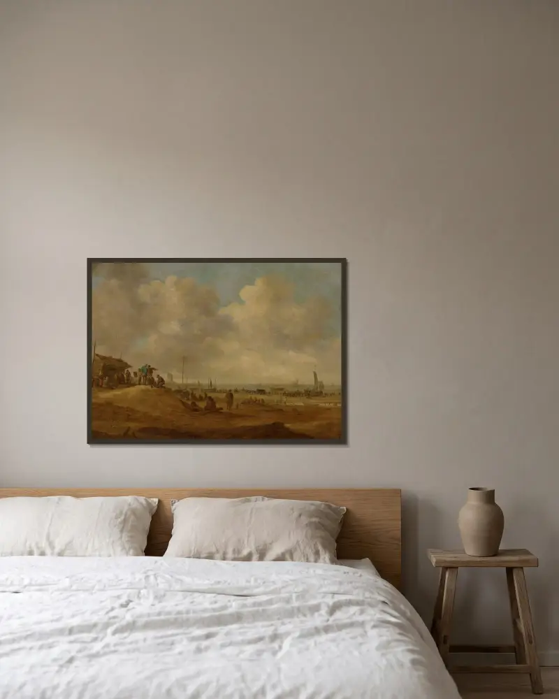 Utsikt över Scheveningen av Jan van Goyen inramad på en vägg