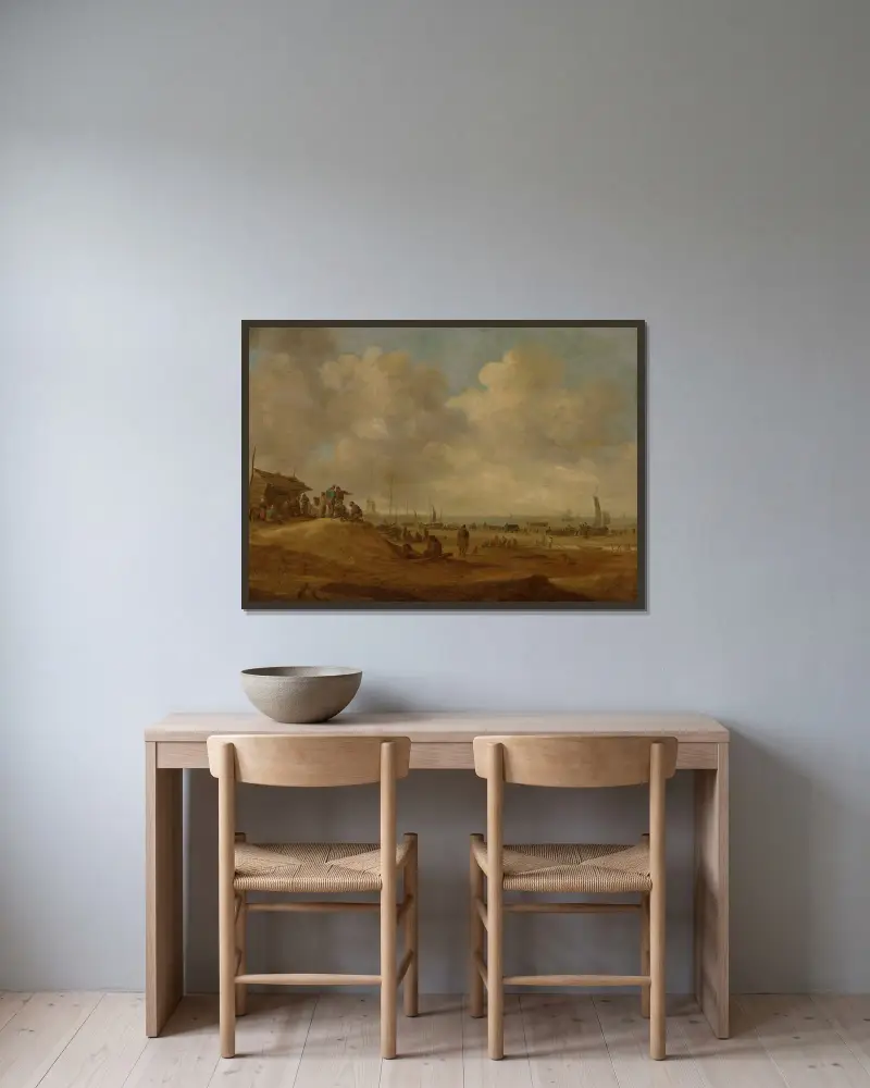 Utsikt över Scheveningen av Jan van Goyen inramad på en vägg
