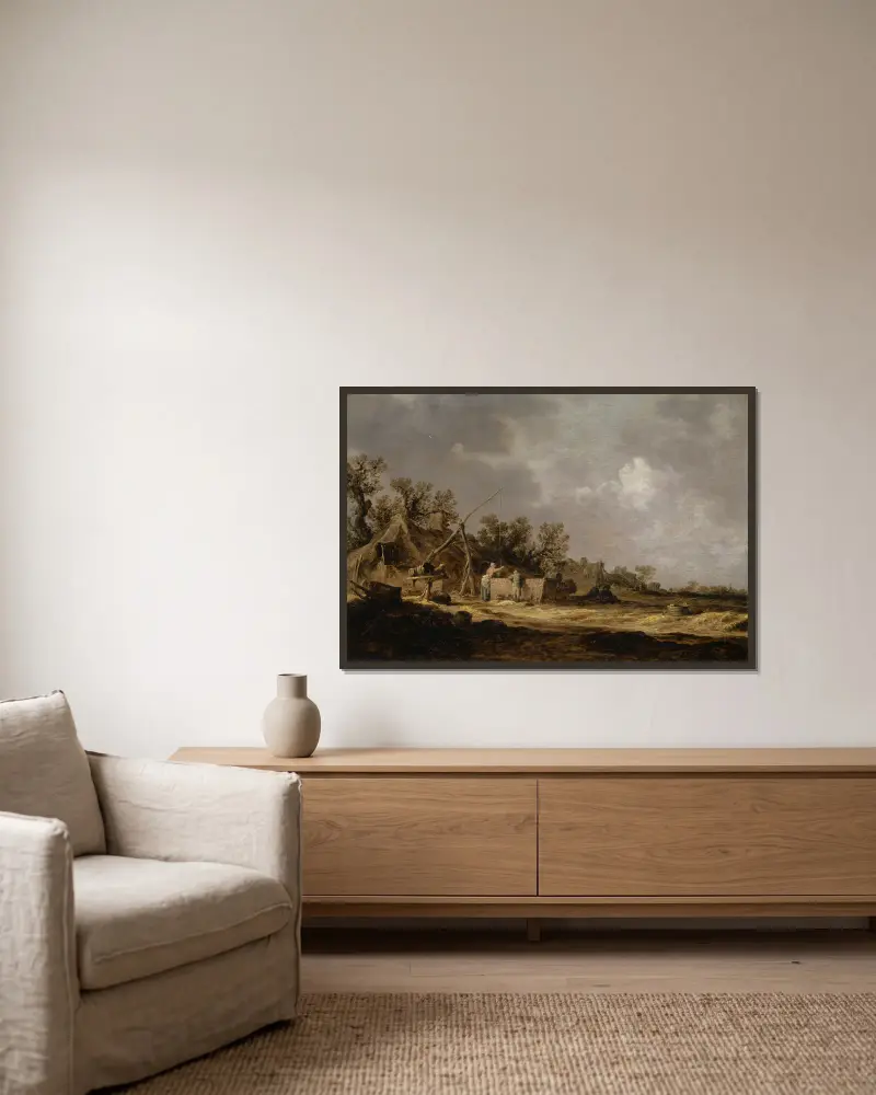 Bauernhöfe von Jan van Goyen gerahmt an einer Wand