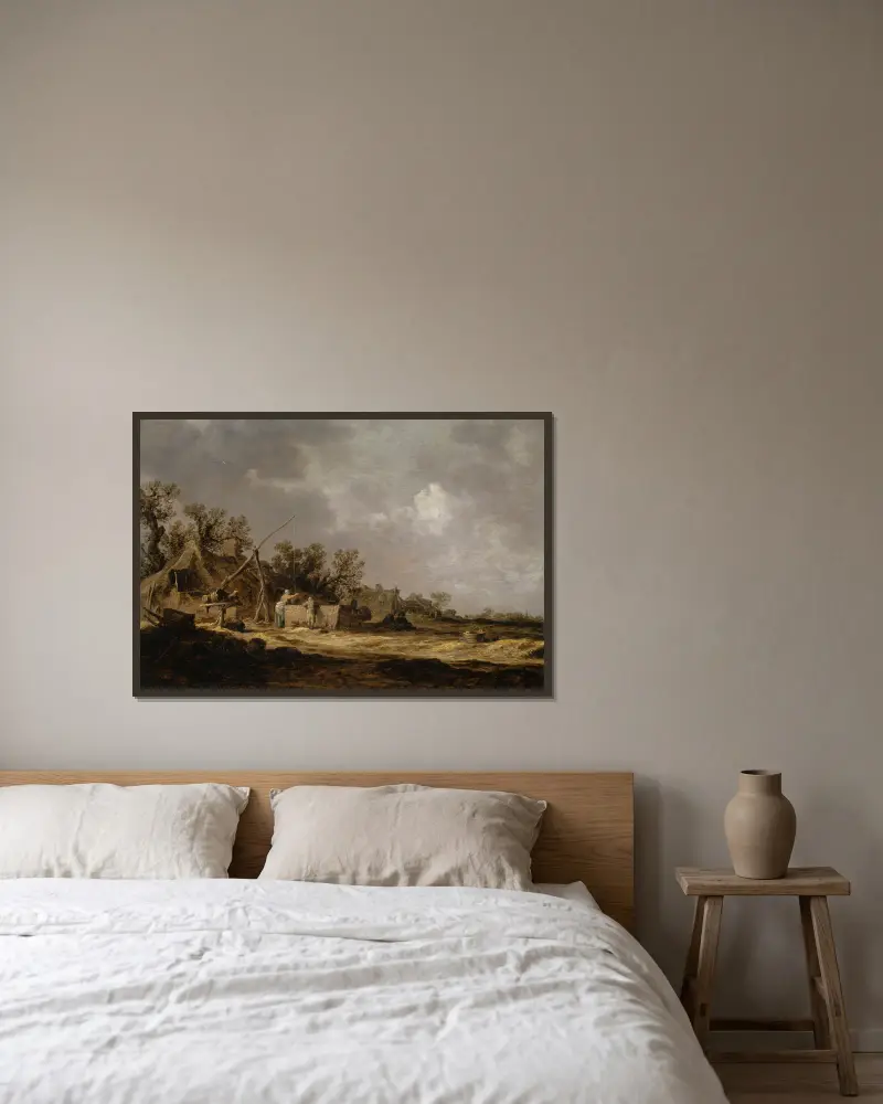 Bauernhöfe von Jan van Goyen gerahmt an einer Wand