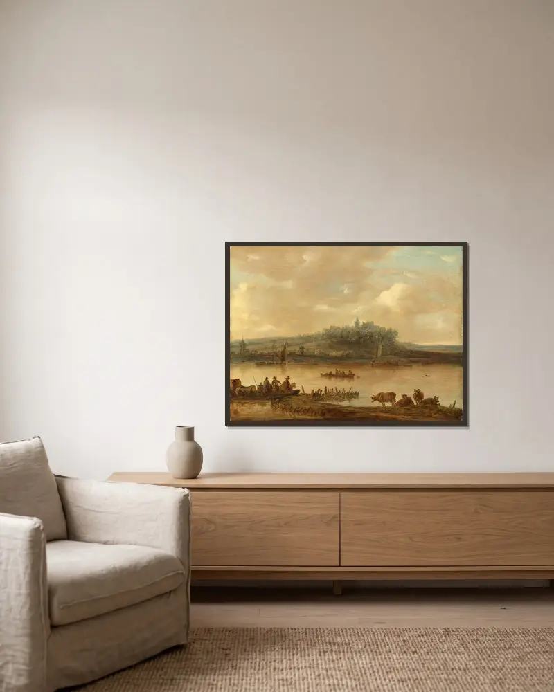 Gezicht op de Rijn en de Elterberg av Jan van Goyen inramad på en vägg