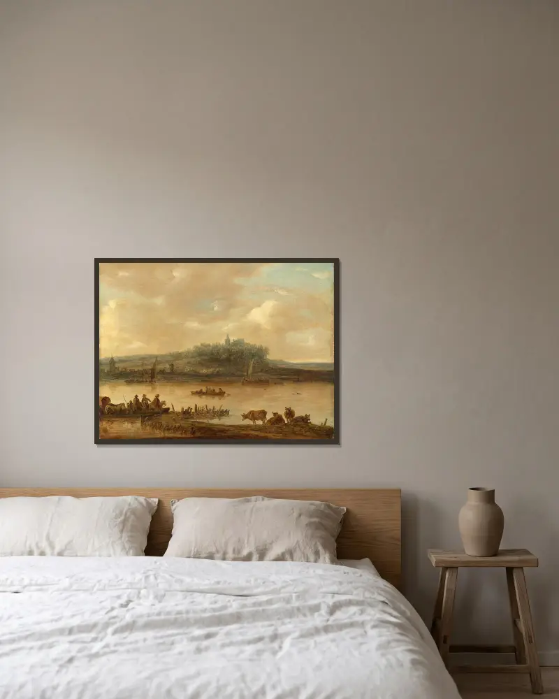 Gezicht op de Rijn en de Elterberg av Jan van Goyen inramad på en vägg