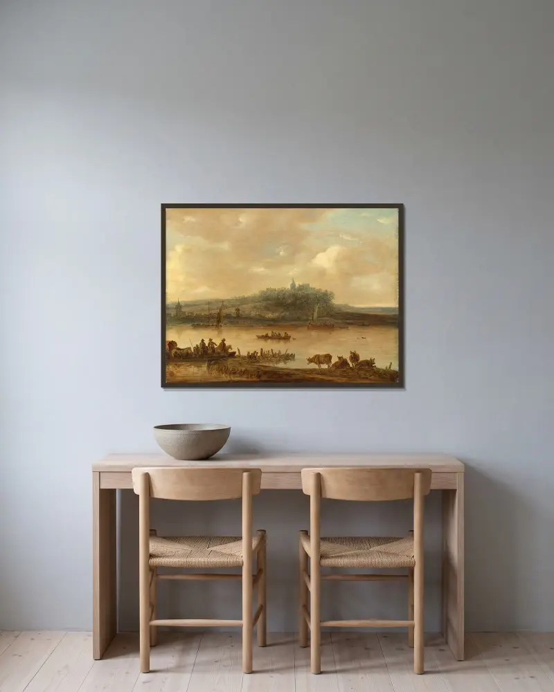Gezicht op de Rijn en de Elterberg av Jan van Goyen inramad på en vägg