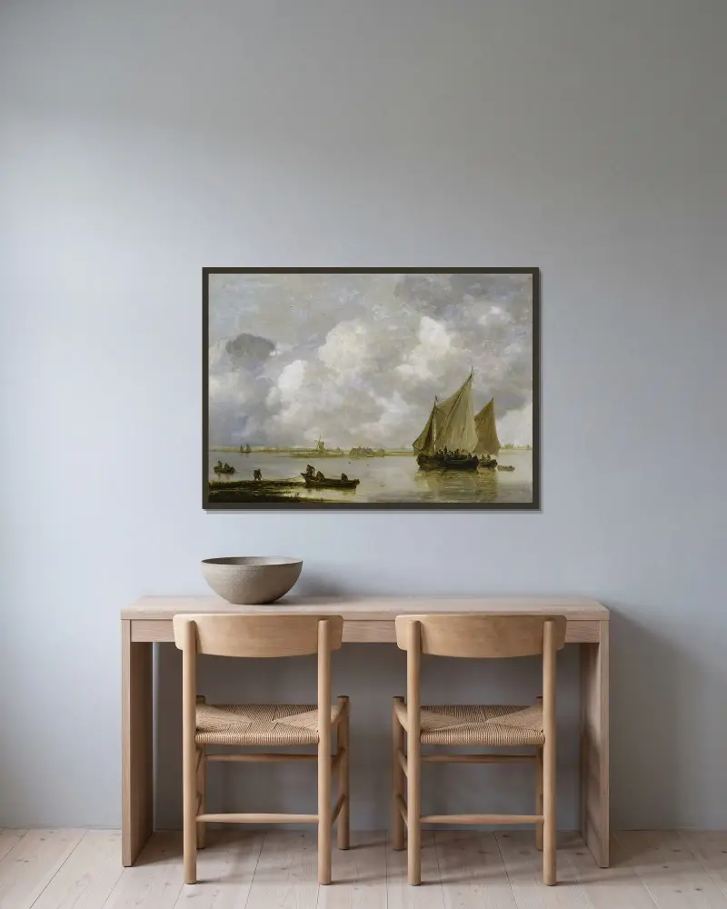 Haarlem Sea av Jan van Goyen inramad på en vägg