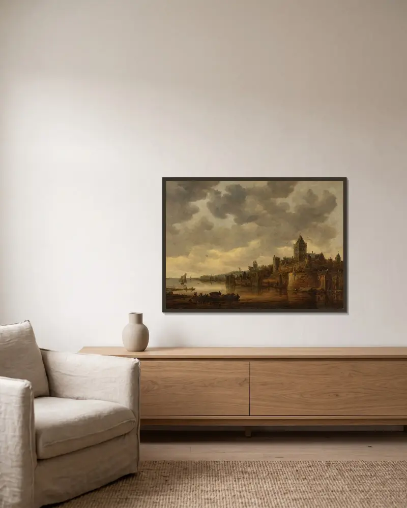 Nijmegen, a view with the Valkhof av Jan van Goyen inramad på en vägg