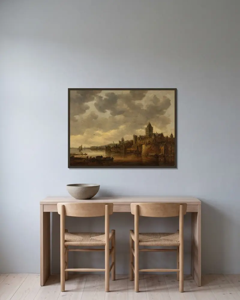 Nijmegen, a view with the Valkhof av Jan van Goyen inramad på en vägg