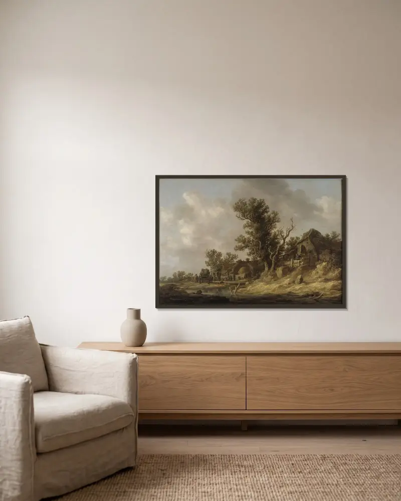 Rast på en krog av Jan van Goyen inramad på en vägg